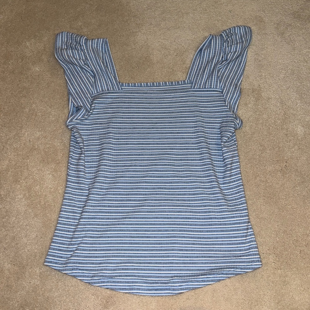 a.n.a blue/white medium stripped dress top